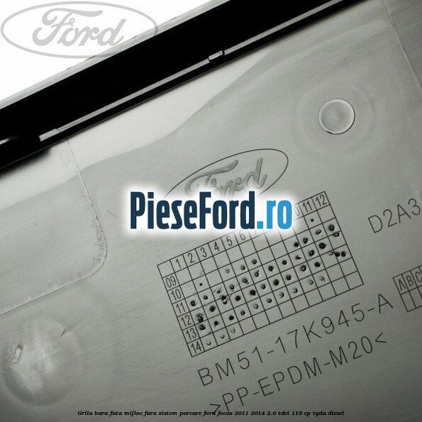 Grila bara fata mijloc fara sistem parcare Ford Focus 2011-2014 2.0 TDCi 115 cp Grila bara fata mijloc fara sistem parcare Ford Focus 2011-2014 2.0 TDCi 115 cp TYDA diesel