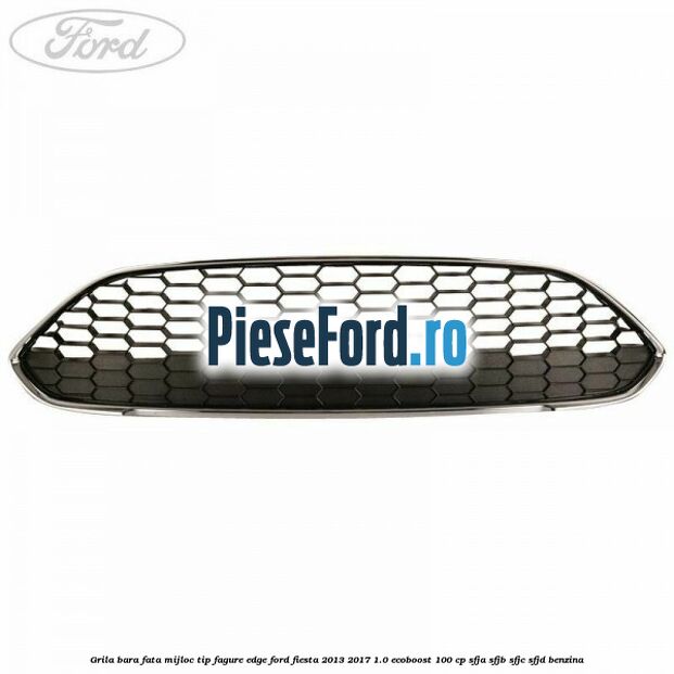 Grila bara fata mijloc tip fagure EDGE Ford Fiesta 2013-2017 1.0 EcoBoost 100 cp Grila bara fata mijloc tip fagure EDGE Ford Fiesta 2013-2017 1.0 EcoBoost 100 cp SFJA, SFJB, SFJC, SFJD benzina