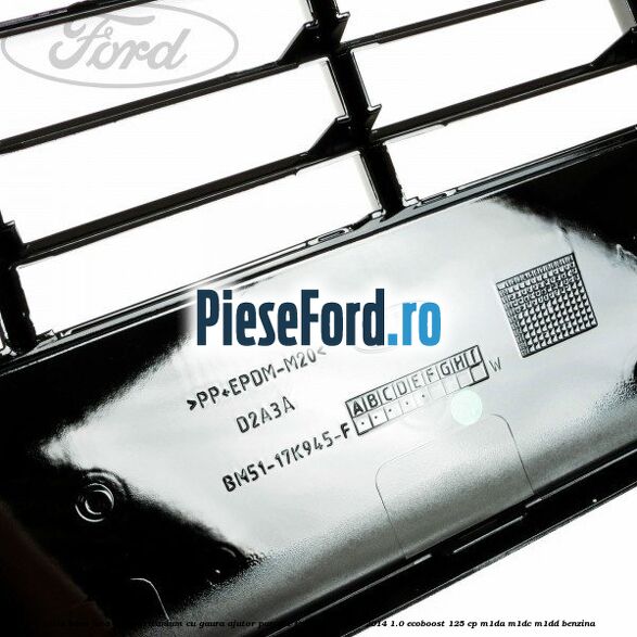Grila bara fata mijloc Titanium cu gaura ajutor parcare Ford Focus 2011-2014 1.0 EcoBoost 125 cp M1DA, M1DC, M1DD benzina