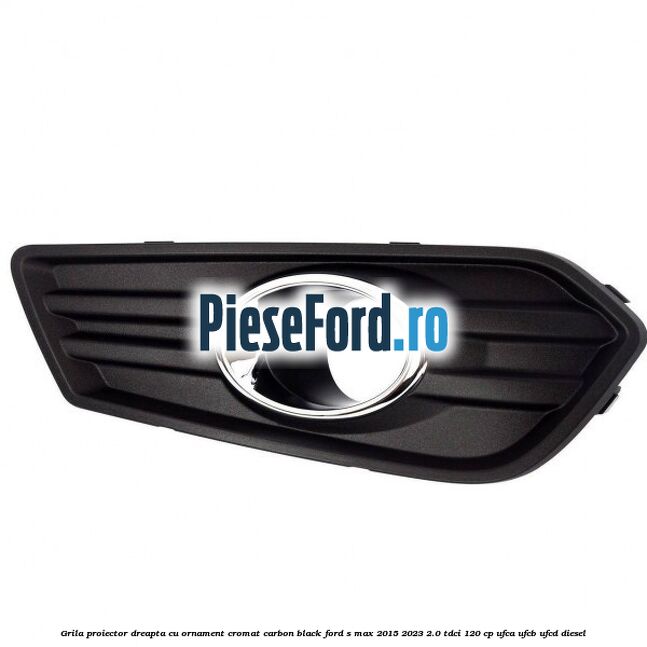 Grila proiector dreapta cu ornament cromat carbon black Ford S-Max 2015-2023 2.0 TDCi 120 cp UFCA, UFCB, UFCD diesel