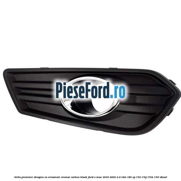Grila proiector dreapta cu ornament cromat carbon black Ford S-Max 2015-2023 2.0 TDCi 150 cp T7CI, T7CJ, T7CK, T7CL diesel