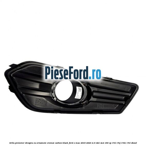 Grila proiector dreapta cu ornament cromat carbon black Ford S-Max 2015-2023 2.0 TDCi 4x4 150 cp T7CI, T7CJ, T7CK, T7CL diesel