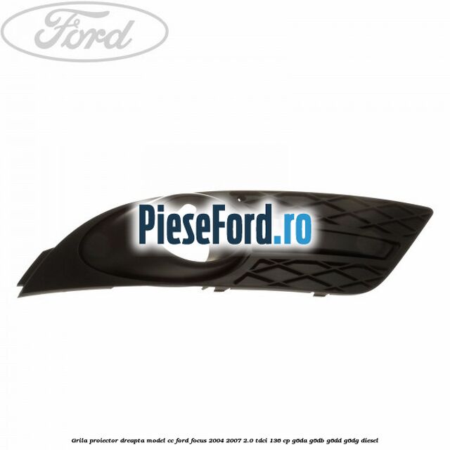 Grila proiector dreapta model CC Ford Focus 2004-2007 2.0 TDCi 136 cp G6DA, G6DB, G6DD, G6DG diesel
