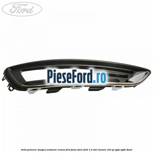 Grila proiector dreapta ornament cromat Ford Focus 2014-2018 1.6 TDCi ECOnetic 105 cp NGDA, NGDB diesel