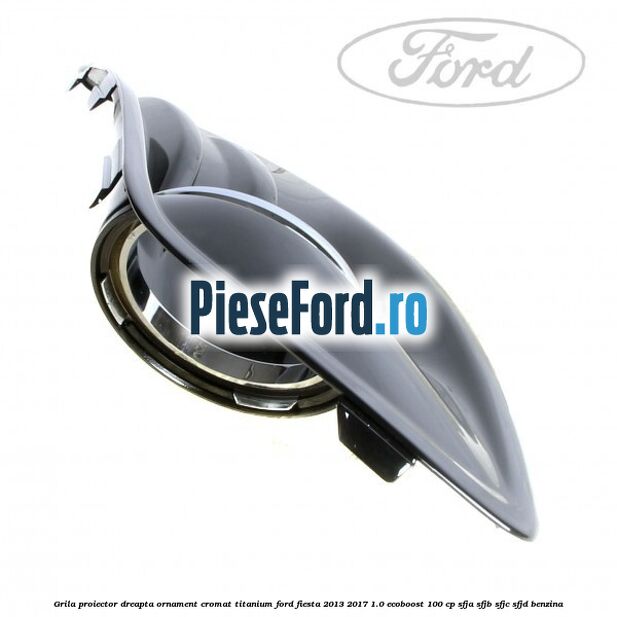 Grila proiector dreapta ornament cromat Titanium Ford Fiesta 2013-2017 1.0 EcoBoost 100 cp SFJA, SFJB, SFJC, SFJD benzina