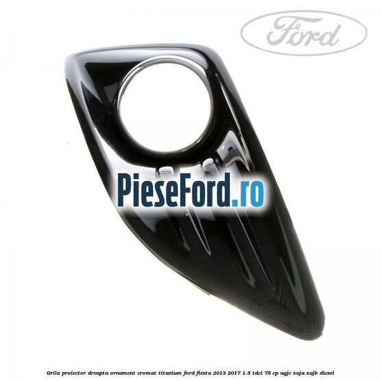 Grila proiector dreapta ornament cromat Titanium Ford Fiesta 2013-2017 1.5 TDCi 75 cp UGJC, XUJA, XUJB diesel