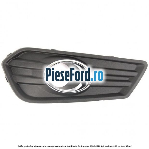 Grila proiector stanga cu ornament cromat carbon black Ford S-Max 2015-2023 2.0 EcoBlue 190 cp BCCC diesel