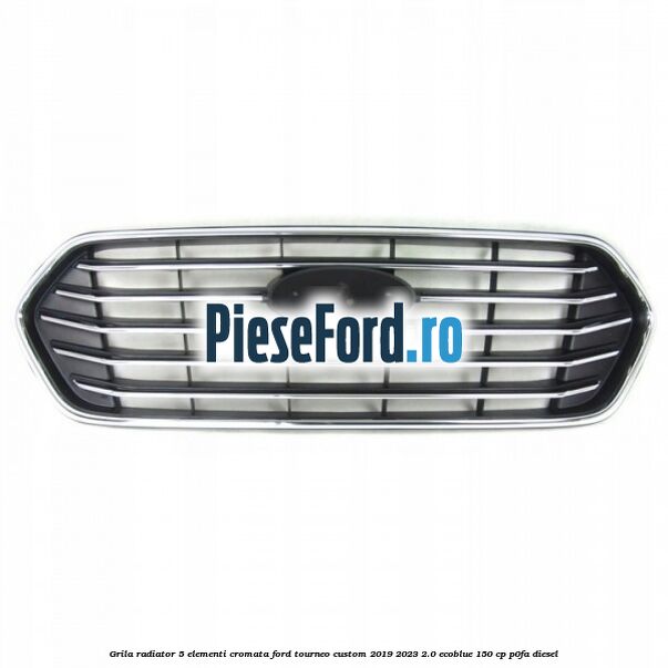 Grila radiator 5 elementi cromata Ford Tourneo Custom 2019-2023 2.0 EcoBlue 150 cp P0FA diesel