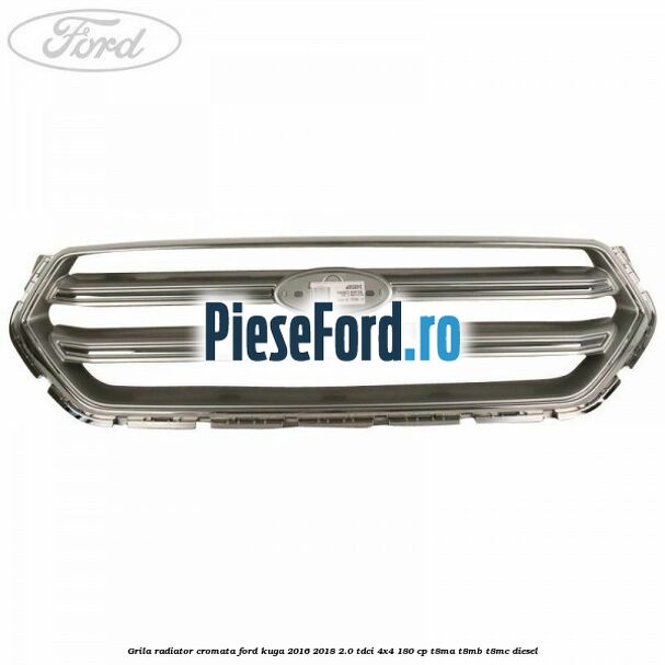 Grila radiator cromata Ford Kuga 2016-2018 2.0 TDCi 4x4 180 cp T8MA, T8MB, T8MC diesel