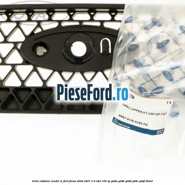 Grila radiator model ST Ford Focus 2004-2007 1.6 TDCi 109 cp G8DA, G8DB, G8DD, G8DE, G8DF diesel