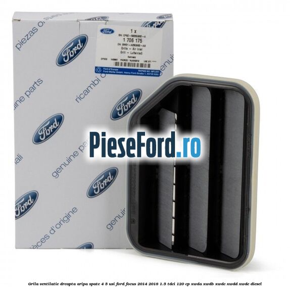 Grila ventilatie dreapta aripa spate 4/5 usi Ford Focus 2014-2018 1.5 TDCi 120 cp XWDA, XWDB, XWDC, XWDD, XWDE diesel