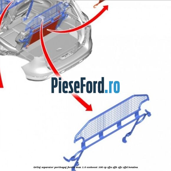 Grilaj separator portbagaj Ford B-Max 1.0 EcoBoost 100 cp SFJA, SFJB, SFJC, SFJD benzina