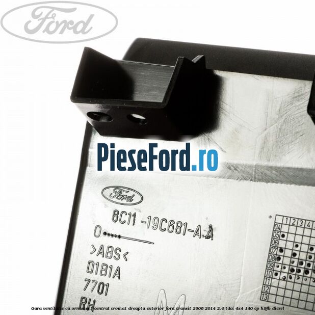 Gura ventilatie, cu ornament central cromat dreapta exterior Ford Transit 2006-2014 2.4 TDCi 4x4 140 cp Gura ventilatie, cu ornament central cromat dreapta exterior Ford Transit 2006-2014 2.4 TDCi 4x4 140 cp H9FB diesel