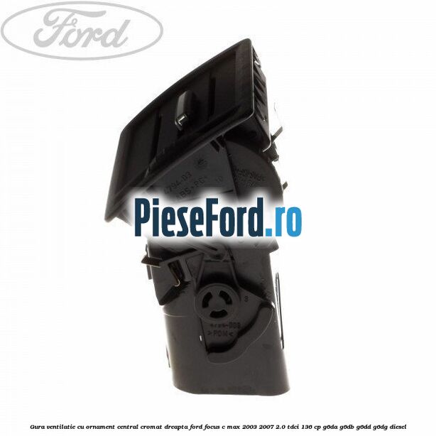 Gura ventilatie, cu ornament central cromat dreapta Ford Focus C-Max 2003-2007 2.0 TDCi 136 cp G6DA, G6DB, G6DD, G6DG diesel