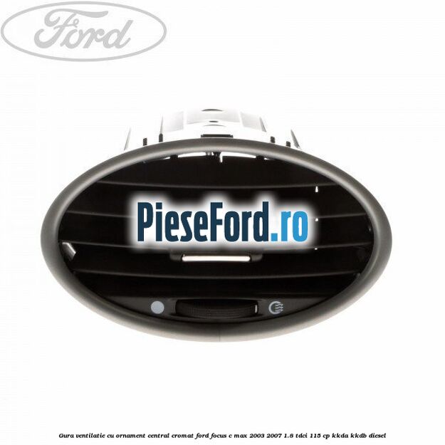 Gura ventilatie, cu ornament central cromat Ford Focus C-Max 2003-2007 1.8 TDCi 115 cp KKDA, KKDB diesel