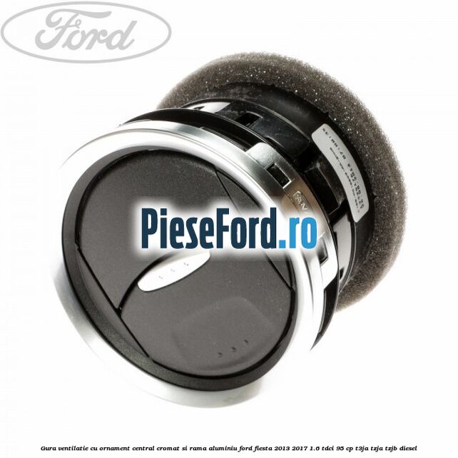 Gura ventilatie, cu ornament central cromat si rama aluminiu Ford Fiesta 2013-2017 1.6 TDCi 95 cp T3JA, TZJA, TZJB diesel