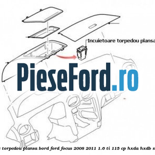 Incuietoare torpedou plansa bord Ford Focus 2008-2011 1.6 Ti 115 cp Incuietoare torpedou plansa bord Ford Focus 2008-2011 1.6 Ti 115 cp HXDA, HXDB, SIDA benzina