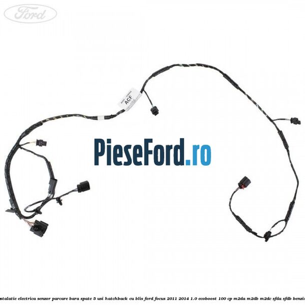 Instalatie electrica senzor parcare bara spate 5 usi hatchback cu BLIS Ford Focus 2011-2014 1.0 EcoBoost 100 cp M2DA, M2DB, M2DC, SFDA, SFDB benzina