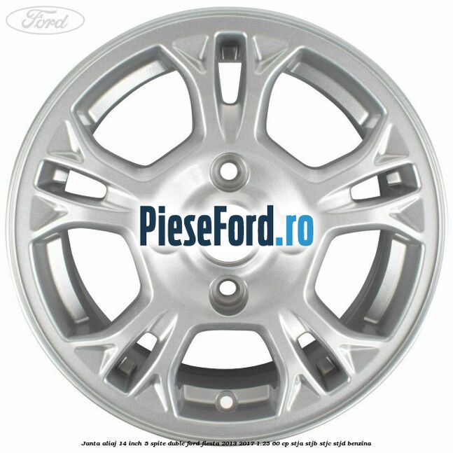 Janta aliaj 14 inch, 5 spite duble Ford Fiesta 2013-2017 1.25 60 cp STJA, STJB, STJC, STJD benzina