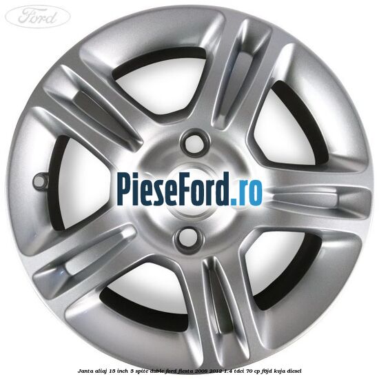 Janta aliaj 15 inch, 5 spite duble Ford Fiesta 2008-2012 1.4 TDCi 70 cp F6JD, KVJA diesel