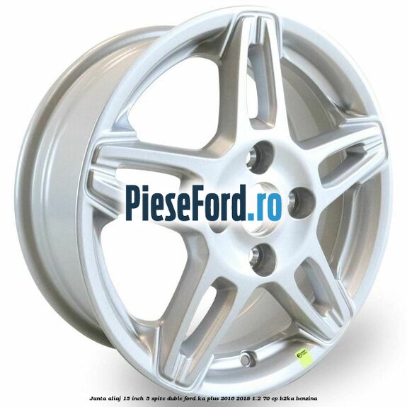 Janta aliaj 15 inch, 5 spite duble Ford Ka plus 2016-2018 1.2 70 cp B2KA benzina