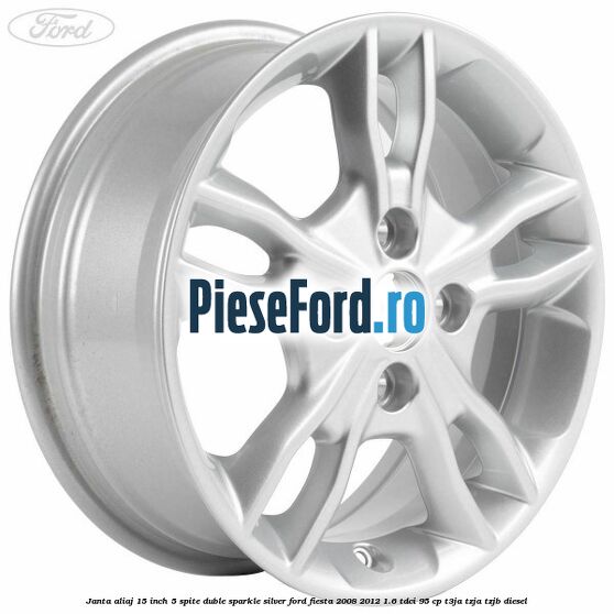 Janta aliaj 15 inch, 5 spite duble sparkle silver Ford Fiesta 2008-2012 1.6 TDCi 95 cp T3JA, TZJA, TZJB diesel