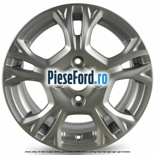 Janta aliaj 15 inch, 5 spite duble Y Ford Fiesta 2008-2012 1.4 97 cp RTJA, RTJB, SPJA, SPJC, SPJE benzina
