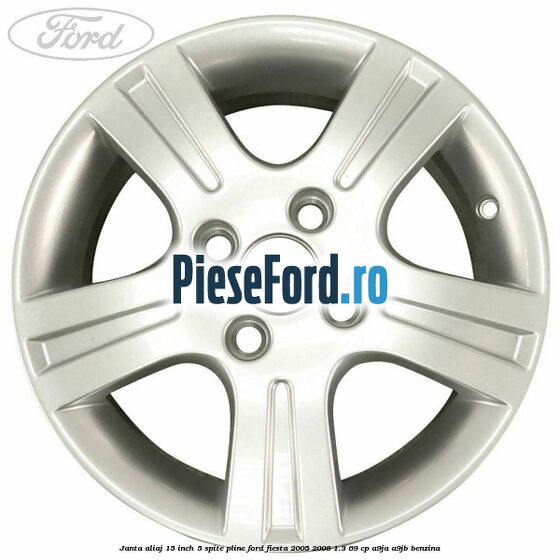 Janta aliaj 15 inch, 5 spite pline Ford Fiesta 2005-2008 1.3 69 cp A9JA, A9JB benzina