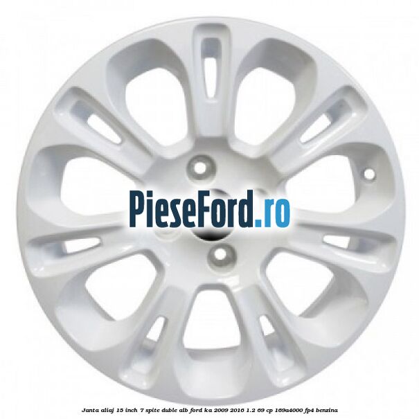 Janta aliaj 15 inch, 7 spite duble alb Ford Ka 2009-2016 1.2 69 cp 169A4000, FP4 benzina