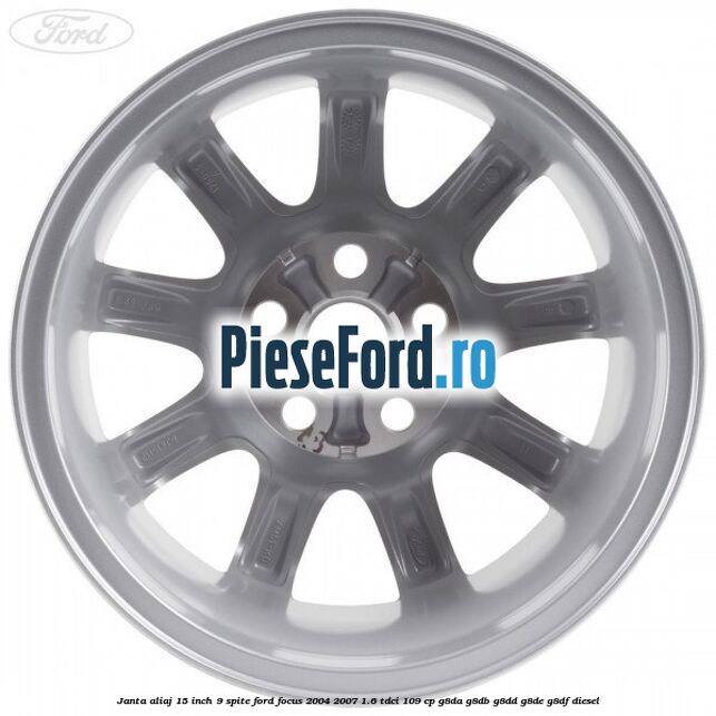 Janta aliaj 15 inch, 9 spite Ford Focus 2004-2007 1.6 TDCi 109 cp G8DA, G8DB, G8DD, G8DE, G8DF diesel