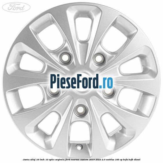 Janta aliaj 16 inch, 10 spite argintiu Ford Tourneo Custom 2019-2023 2.0 EcoBlue 185 cp BCFA, BCFB diesel