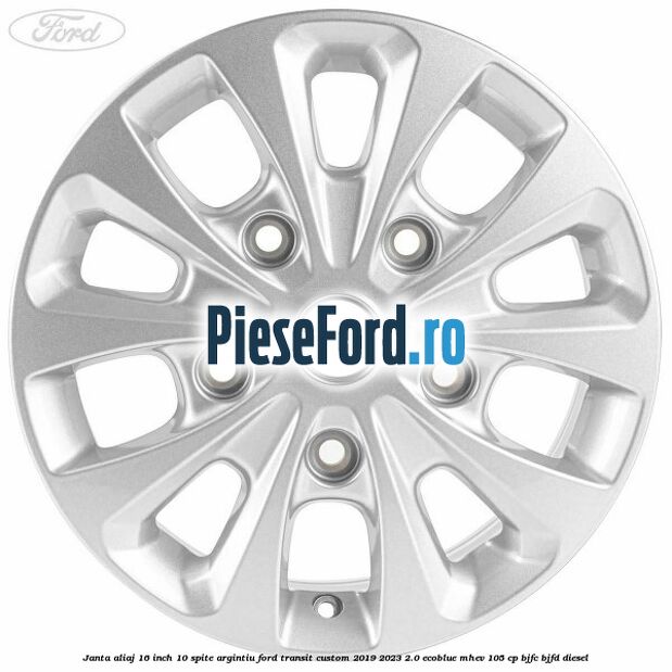Janta aliaj 16 inch, 10 spite argintiu Ford Transit Custom 2019-2023 2.0 EcoBlue mHEV 105 cp Janta aliaj 16 inch, 10 spite argintiu Ford Transit Custom 2019-2023 2.0 EcoBlue mHEV 105 cp BJFC, BJFD diesel