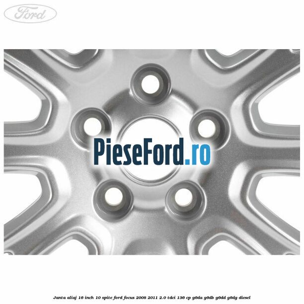 Janta aliaj 16 inch, 10 spite Ford Focus 2008-2011 2.0 TDCi 136 cp G6DA, G6DB, G6DD, G6DG diesel