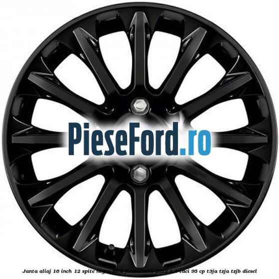 Janta aliaj 16 inch, 12 spite negru Ford Fiesta 2008-2012 1.6 TDCi 95 cp T3JA, TZJA, TZJB diesel