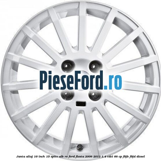Janta aliaj 16 inch, 15 spite alb RS Ford Fiesta 2008-2012 1.4 TDCi 68 cp F6JB, F6JD diesel