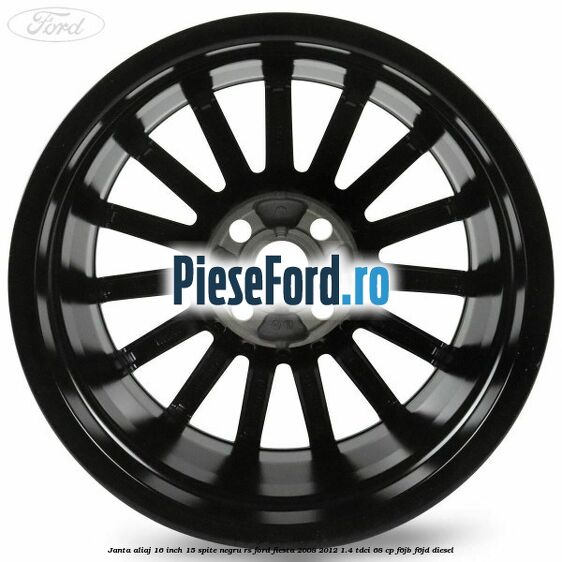 Janta aliaj 16 inch, 15 spite negru RS Ford Fiesta 2008-2012 1.4 TDCi 68 cp F6JB, F6JD diesel
