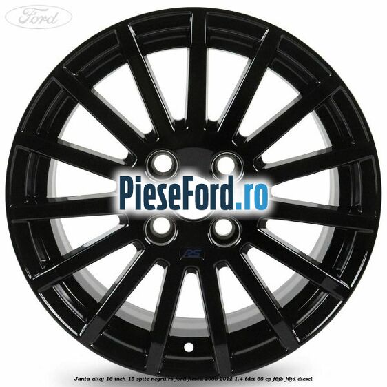 Janta aliaj 16 inch, 15 spite negru RS Ford Fiesta 2008-2012 1.4 TDCi 68 cp F6JB, F6JD diesel
