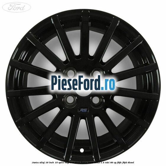Janta aliaj 16 inch, 15 spite negru RS Ford Fiesta 2008-2012 1.4 TDCi 68 cp F6JB, F6JD diesel