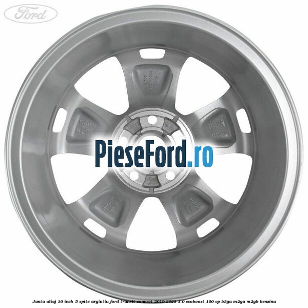 Janta aliaj 16 inch, 5 spite argintiu Ford Transit Connect 2019-2023 1.0 EcoBoost 100 cp B3GA, M2GA, M2GB benzina