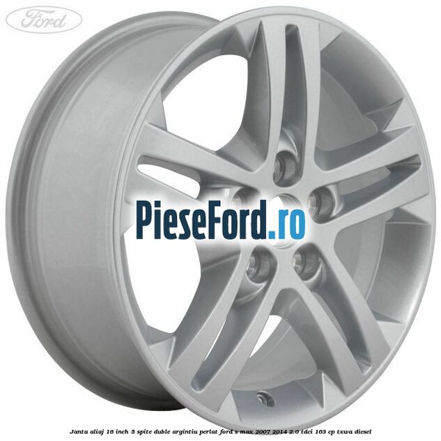 Janta aliaj 16 inch, 5 spite duble argintiu perlat Ford S-Max 2007-2014 2.0 TDCi 163 cp TXWA diesel