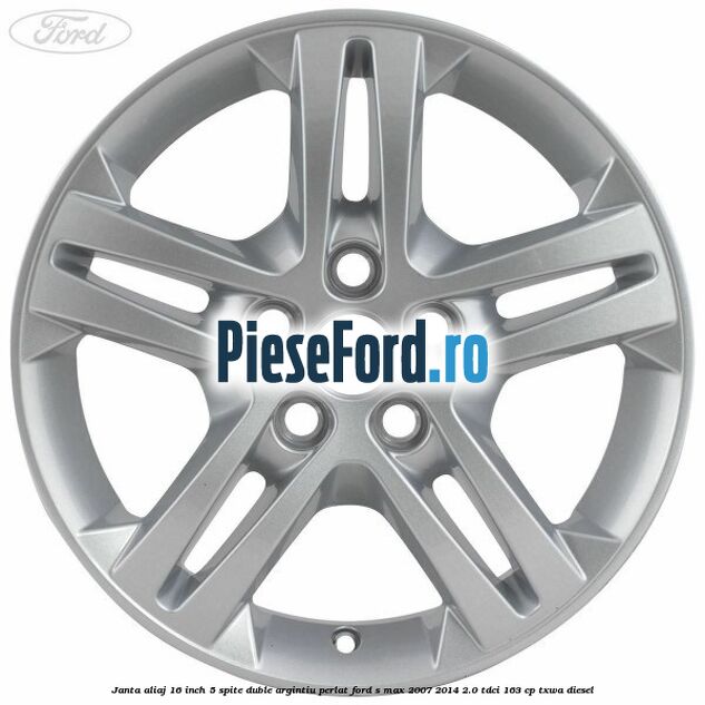 Janta aliaj 16 inch, 5 spite duble argintiu perlat Ford S-Max 2007-2014 2.0 TDCi 163 cp TXWA diesel