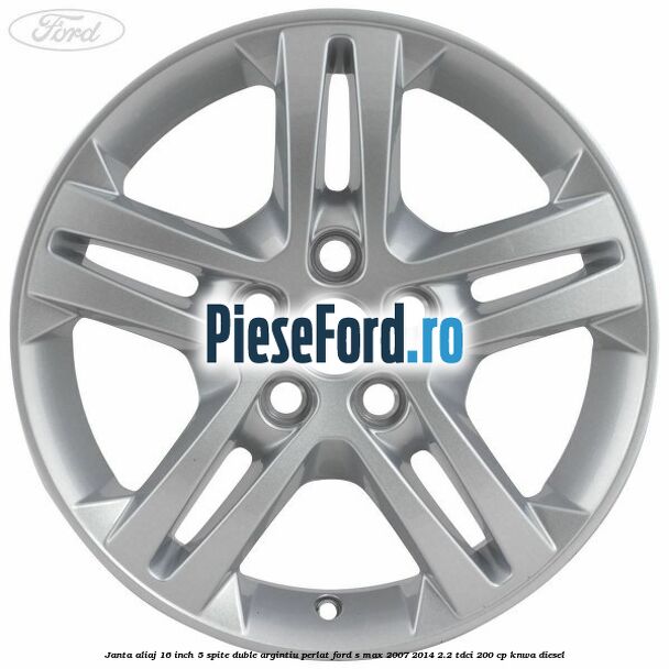 Janta aliaj 16 inch, 5 spite duble argintiu perlat Ford S-Max 2007-2014 2.2 TDCi 200 cp KNWA diesel