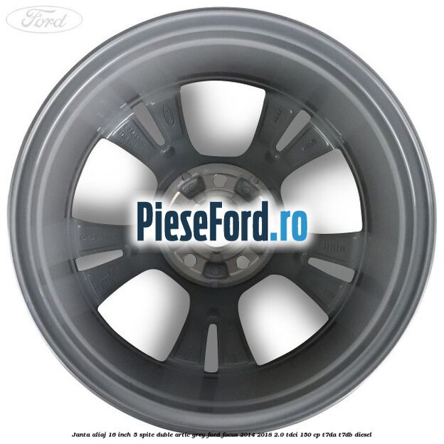 Janta aliaj 16 inch, 5 spite duble artic grey Ford Focus 2014-2018 2.0 TDCi 150 cp T7DA, T7DB diesel