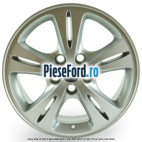 Janta aliaj 16 inch, 5 spite duble Ford S-Max 2007-2014 1.6 TDCi 115 cp T1WA, T1WB diesel
