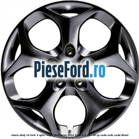 Janta aliaj 16 inch, 5 spite negre Ford Focus 2014-2018 1.5 TDCi 95 cp XXDA, XXDC, XXDD diesel