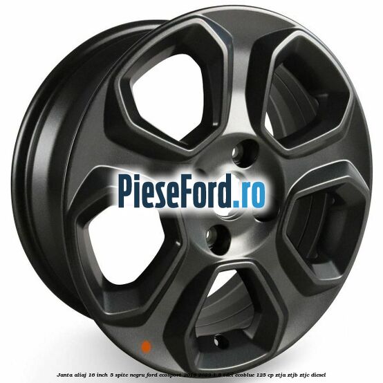 Janta aliaj 16 inch, 5 spite, negru Ford EcoSport 2019-2023 1.5 TDCi EcoBlue 125 cp ZTJA, ZTJB, ZTJC diesel