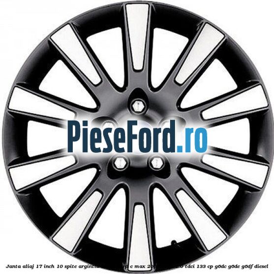 Janta aliaj 17 inch, 10 spite argintiu inchis Ford C-Max 2007-2011 2.0 TDCi 133 cp G6DC, G6DE, G6DF diesel