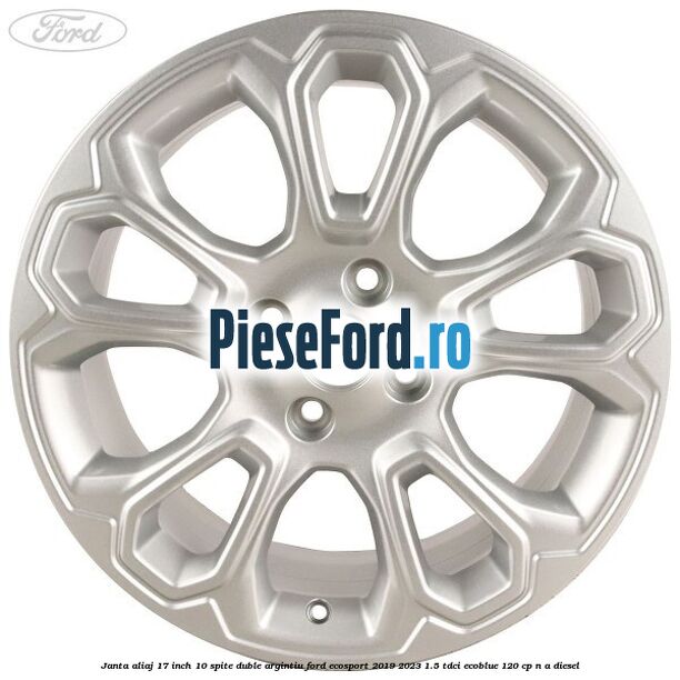 Janta aliaj 17 inch, 10 spite duble argintiu Ford EcoSport 2019-2023 1.5 TDCi EcoBlue 120 cp n/a diesel
