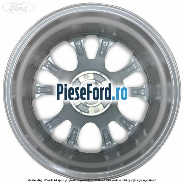 Janta aliaj 17 inch, 10 spite, gri Ford EcoSport 2019-2023 1.5 TDCi EcoBlue 125 cp ZTJA, ZTJB, ZTJC diesel