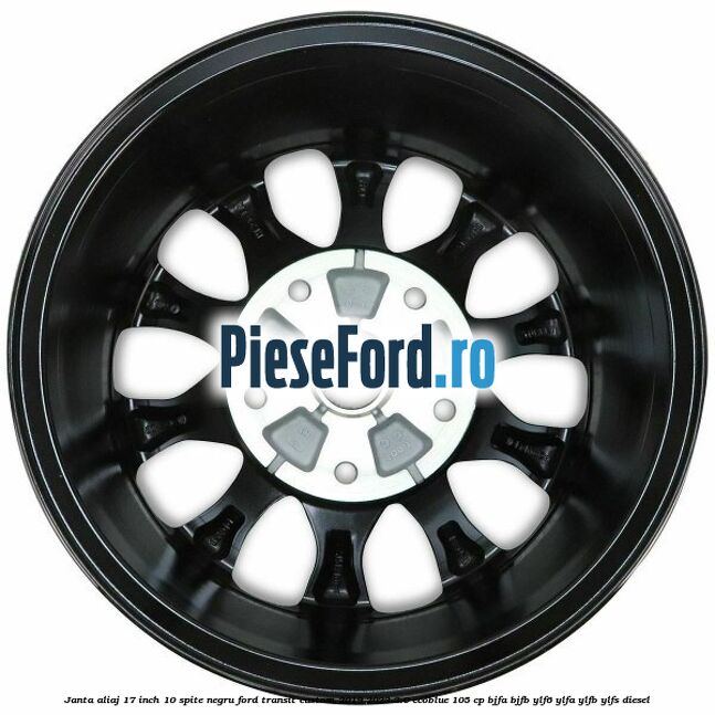 Janta aliaj 17 inch, 10 spite negru Ford Transit Custom 2019-2023 2.0 EcoBlue 105 cp BJFA, BJFB, YLF6, YLFA, YLFB, YLFS diesel